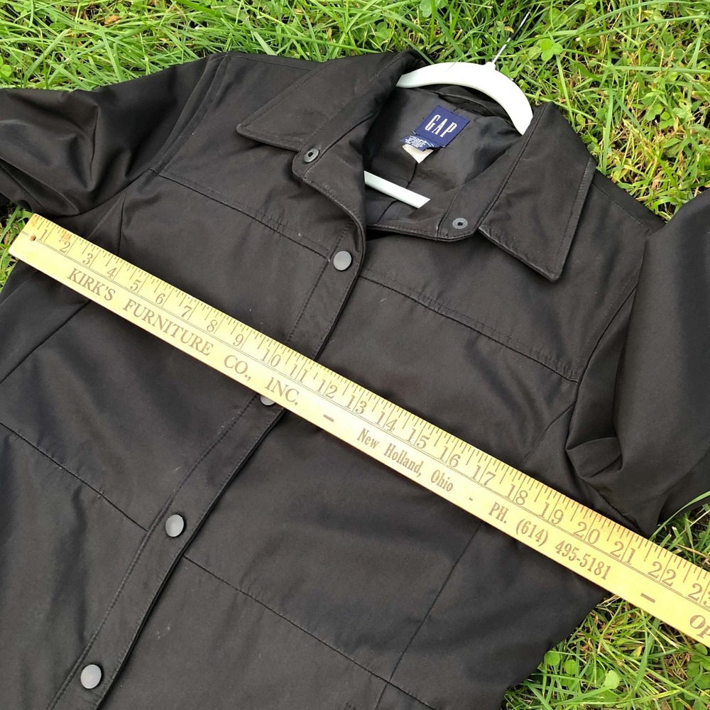 Vintage Y2K GAP Black Long Belted Trench Coat Womens Large Grunge Minimalist - Picture 15 of 16
